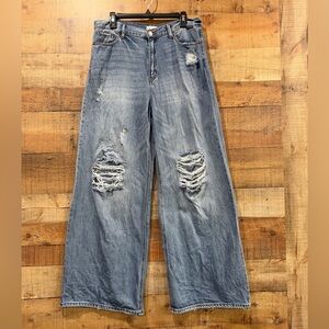 Cello Distressed Light Wash Wide Leg Blue Jeans Size 13